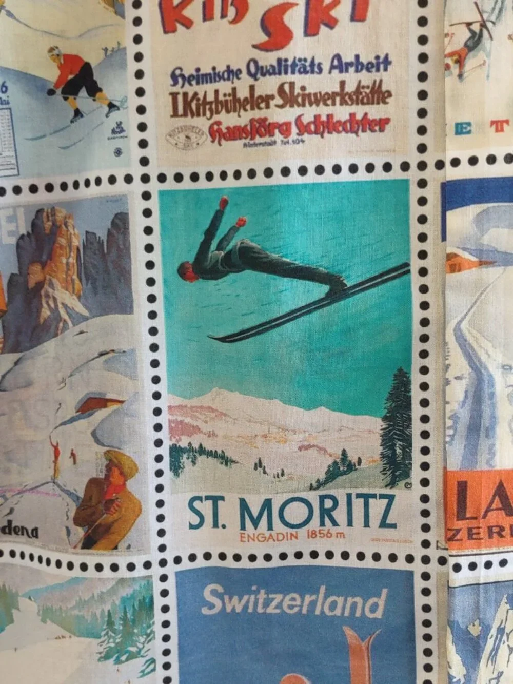 Vilagallo Blouse Vintage Ski Posters Size EU 36  Snow Ski Lodges Retro - Picture 6 of 14